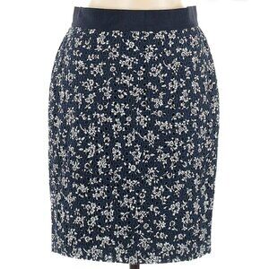 Ann Taylor Pencil Skirt - Navy with  White Floral Eyelet Overlay
